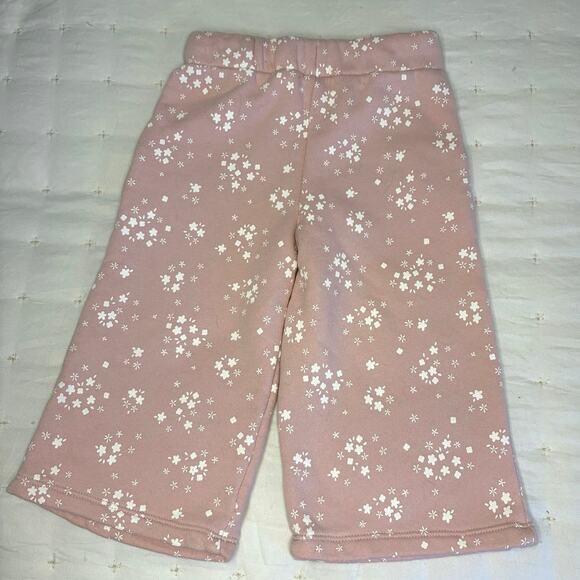 Easy Peasy Wide Leg Sweatpants Toddler Girls  2T Pink White Floral - Picture 3 of 6